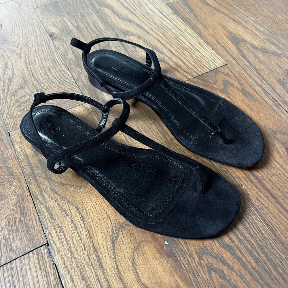 Black suede Iro thong sandals size 7.5